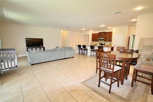 Dining room, Interior, Kitchen, Living room, Recessed Lighting