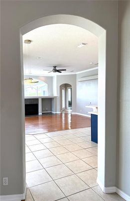 Empty room, Interior, Pendant Lights, Recessed Lighting, Wood Texture Flooring