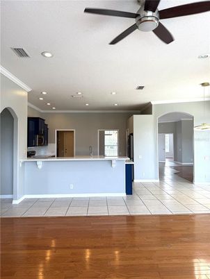 Interior, Kitchen, Recessed Lighting, Wood Texture Flooring