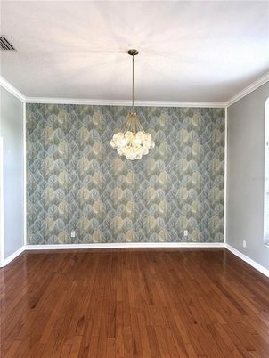 Empty room, Interior, Pendant Lights, Wood Texture Flooring