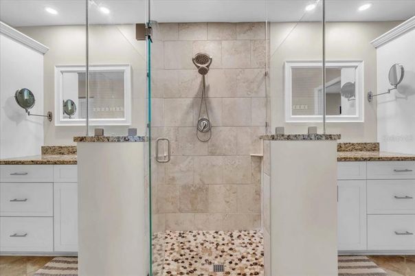 Bathroom, Glass Shower, Interior, Recessed Lighting