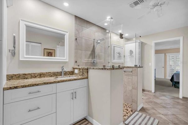 Bathroom, Glass Shower, Interior, Recessed Lighting