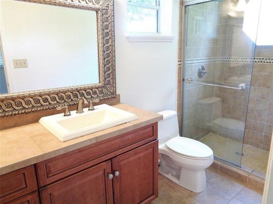 Bathroom, Glass Shower, Interior, Tile Countertops