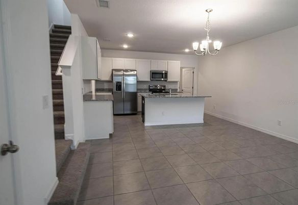Chandelier, Interior, Kitchen, Pendant Lights, Recessed Lighting, Stainless Steel Appliances