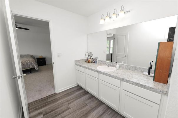 Bathroom, Bedroom, Dual Sink Vanities, Interior, Wood Texture Flooring