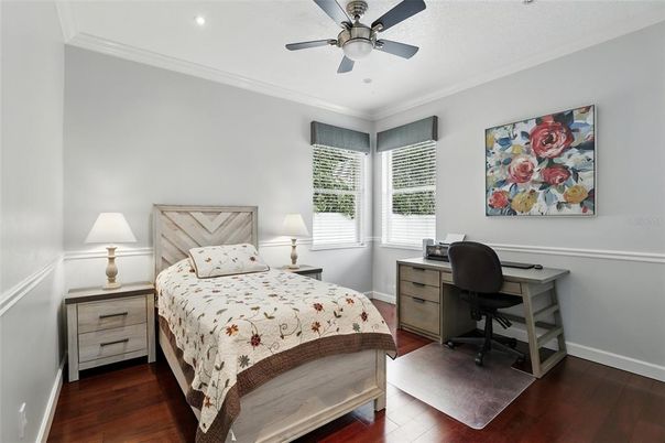Bedroom, Home Office, Interior, Recessed Lighting, Wood Texture Flooring