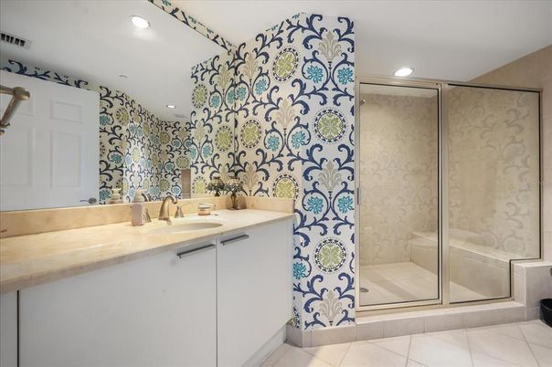 Bathroom, Glass Shower, Interior, Recessed Lighting