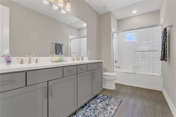 Bathroom, Interior, Recessed Lighting, Wood Texture Flooring