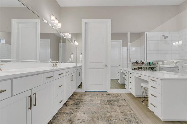 Bathroom, Dual Sink Vanities, Interior, Wood Texture Flooring