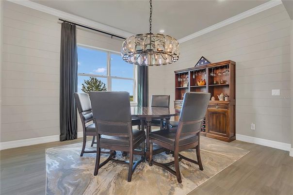 Chandelier, Dining room, Interior, Pendant Lights, Wood Texture Flooring