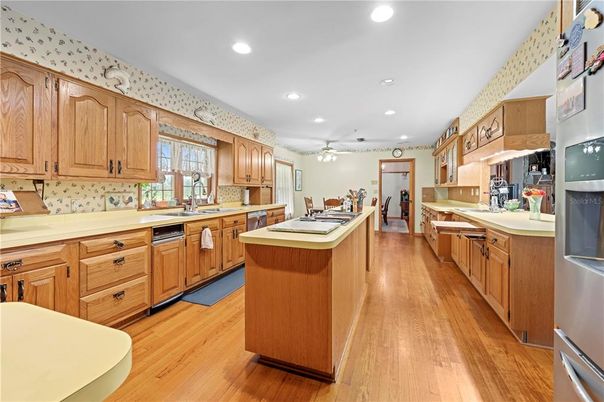 Interior, Kitchen, Recessed Lighting, Wood Texture Flooring