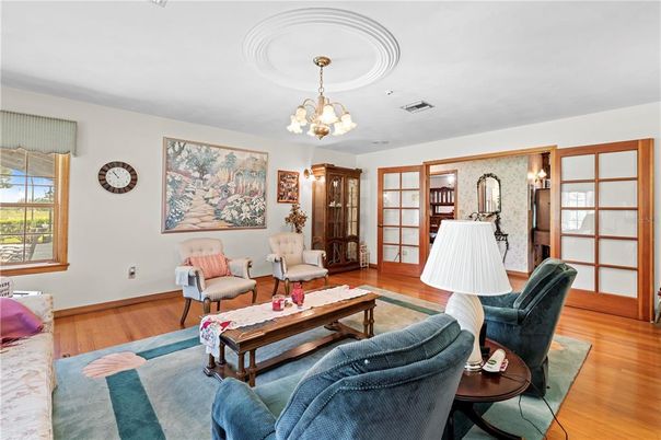 Chandelier, Interior, Living room, Wood Texture Flooring