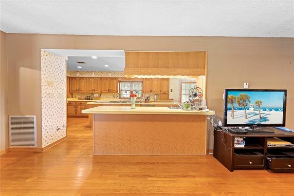 Interior, Kitchen, Recessed Lighting, Wood Texture Flooring