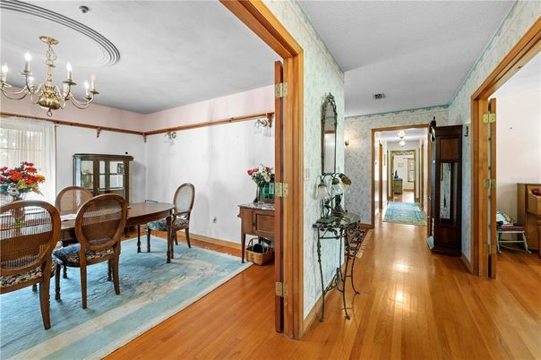 Chandelier, Dining room, Interior, Wood Texture Flooring