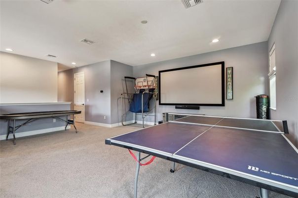 Game Room, Interior, Projection Screen, Recessed Lighting