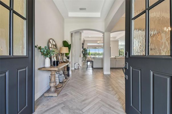 Chandelier, Interior, Living room, Recessed Lighting, Wood Texture Flooring