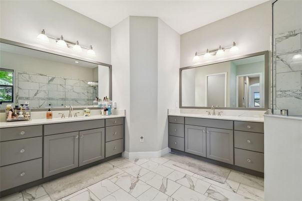 Bathroom, Dual Sink Vanities, Interior, Marble, Marble Walls