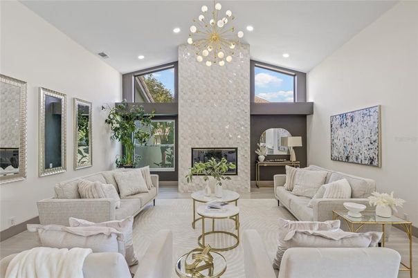Fireplace, Interior, Living room, Pendant Lights, Recessed Lighting