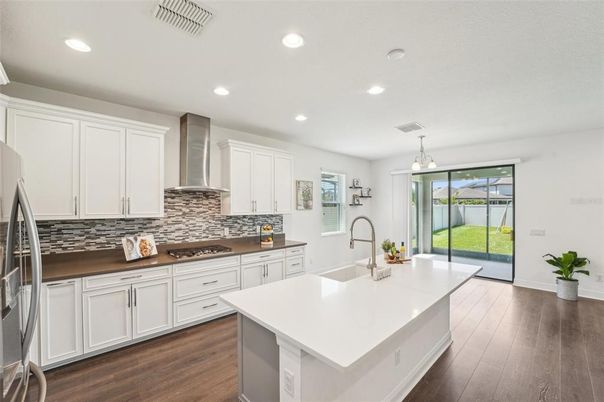 Interior, Kitchen, Pendant Lights, Recessed Lighting, Wood Texture Flooring