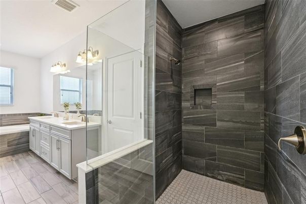 Bathroom, Dual Sink Vanities, Interior, Wood Texture Flooring