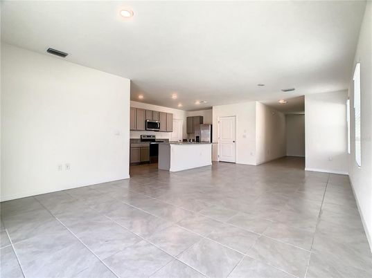 Empty room, Interior, Kitchen, Recessed Lighting, Stainless Steel Appliances