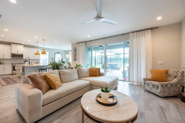 Interior, Kitchen, Living room, Pendant Lights, Recessed Lighting, Stainless Steel Appliances, Wood Texture Flooring