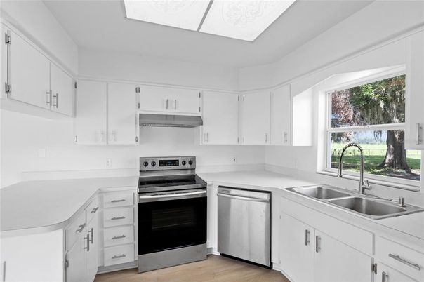 Interior, Kitchen, Stainless Steel Appliances, Wood Texture Flooring