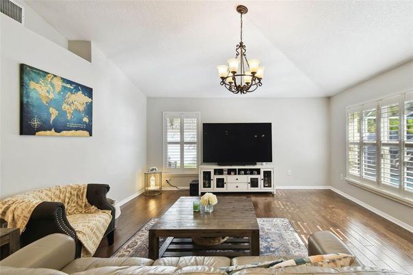 Chandelier, Interior, Living room, Wood Texture Flooring