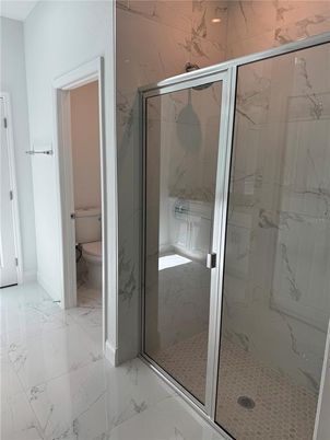 Bathroom, Glass Shower, Interior, Marble, Marble Walls