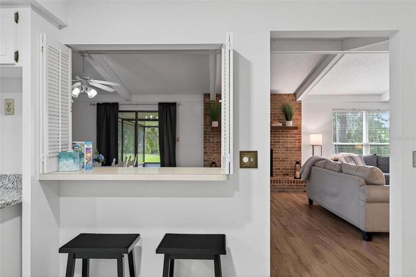 Interior, Stone Walls, Wood Texture Flooring