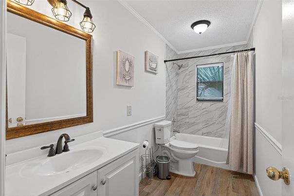 Bathroom, Interior, Marble Walls, Wood Texture Flooring