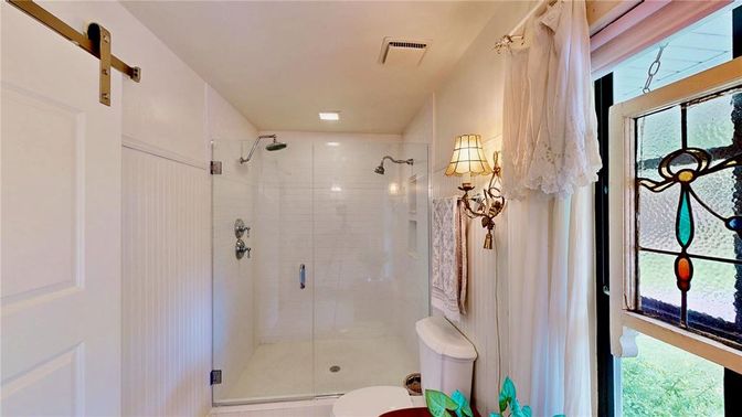 Bathroom, Glass Shower, Interior, Recessed Lighting