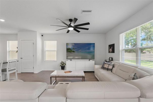Interior, Living room, Recessed Lighting, Wood Texture Flooring