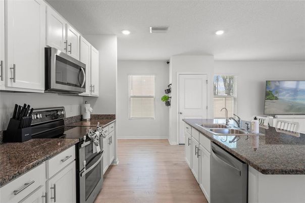 Interior, Kitchen, Recessed Lighting, Wood Texture Flooring