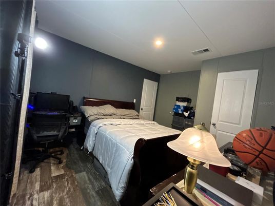 Bedroom, Home Office, Interior, Recessed Lighting, Wood Texture Flooring