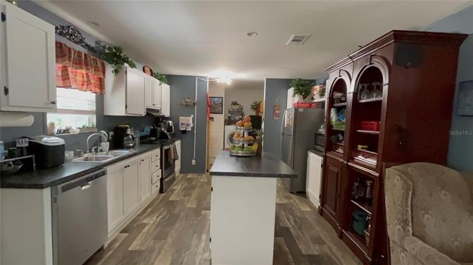 Interior, Kitchen, Recessed Lighting, Wood Texture Flooring