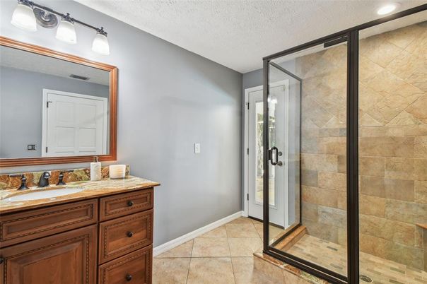 Bathroom, Glass Shower, Interior, Recessed Lighting