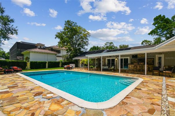 Exterior, Pool, Solar Panels