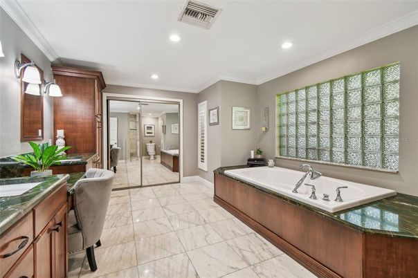 Bathroom, Glass Shower, Interior, Marble, Recessed Lighting