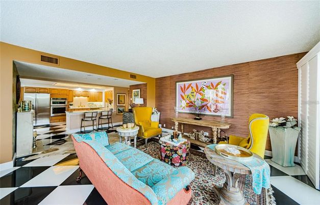 Interior, Kitchen, Living room, Stainless Steel Appliances, Wooden Walls
