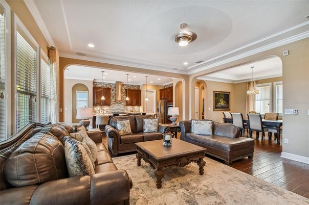 Dining room, Interior, Kitchen, Living room, Pendant Lights, Recessed Lighting, Wood Texture Flooring