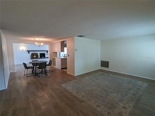 Chandelier, Dining room, Interior, Kitchen, Wood Texture Flooring