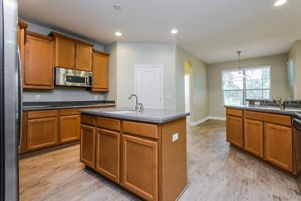 Interior, Kitchen, Pendant Lights, Recessed Lighting, Wood Texture Flooring