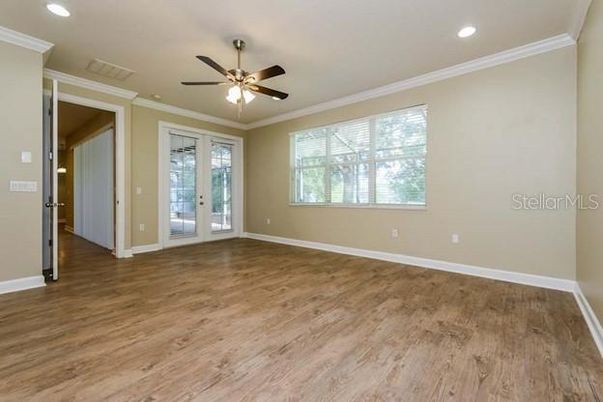 Empty room, Interior, Recessed Lighting, Wood Texture Flooring