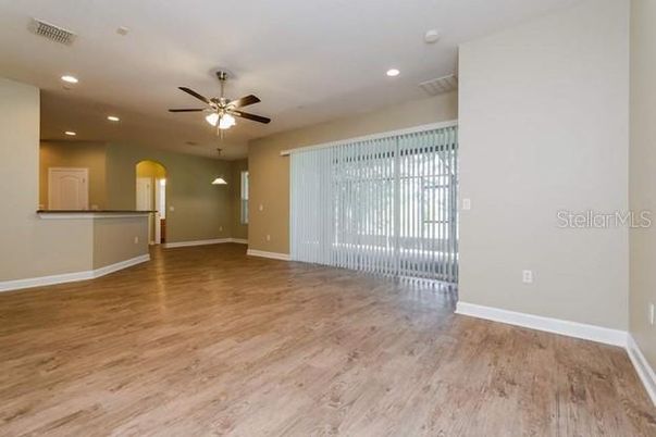 Empty room, Interior, Recessed Lighting, Wood Texture Flooring