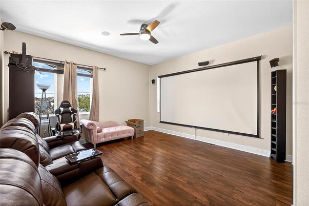 Interior, Projection Screen, Wood Texture Flooring