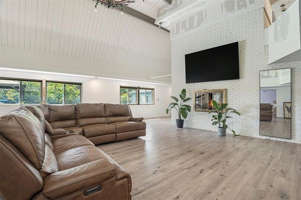 Fireplace, Interior, Living room, Stone Walls, Wood Texture Flooring