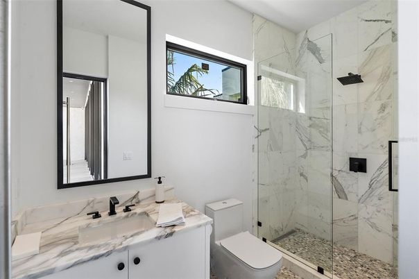 Bathroom, Glass Shower, Interior, Marble Walls