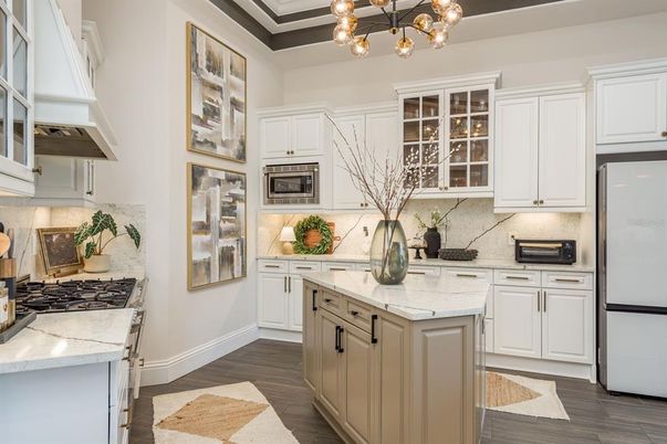 Chandelier, Interior, Kitchen, Pendant Lights, Wood Texture Flooring