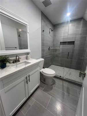 Bathroom, Glass Shower, Interior, Recessed Lighting
